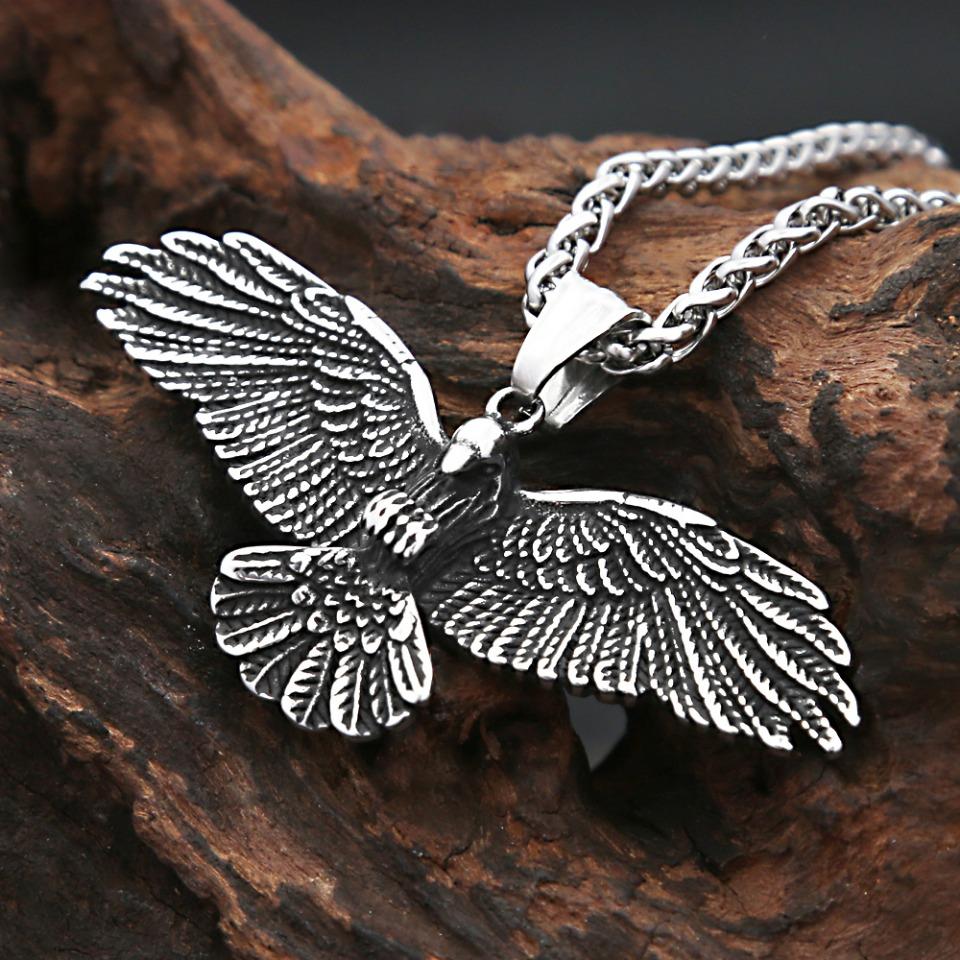 New  316L Stainless Steel Eagle Pendant Necklaces For Men Women Hip Hop Biker Vikings Animal Necklace Party Jewelry Gifts