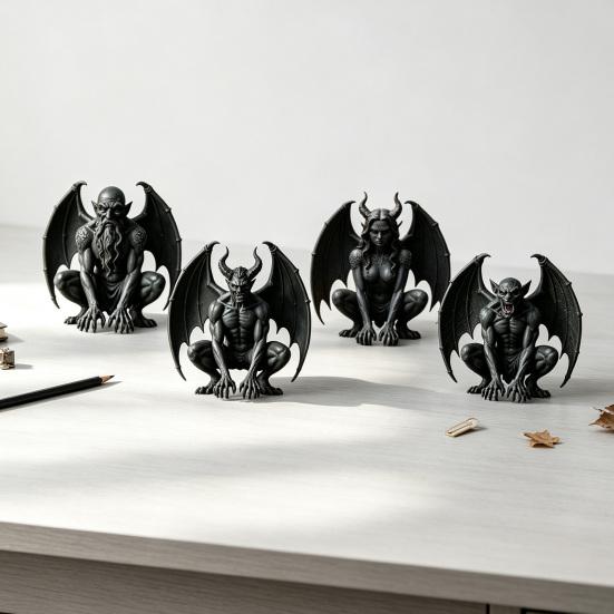 Indoor Table Ornaments Resin Gargoyle Statue, Medieval Gothic Sculpture, Artistic Horror Tabletop Figurines for Living Room Decorative Craft