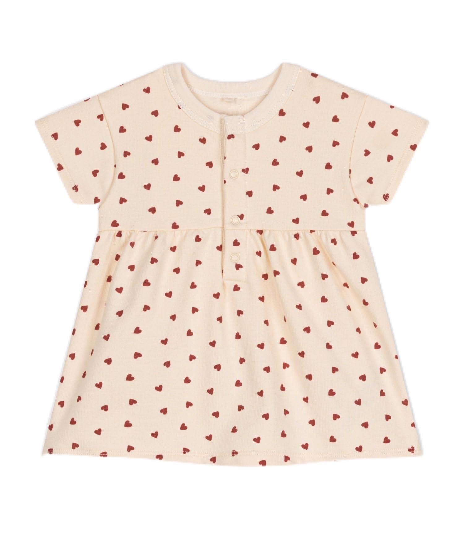 

Платье с принтом в виде сердца, боди A09MR, молочное, 6 месяцев, 67 см [Petit Bateau], белое/коричневое