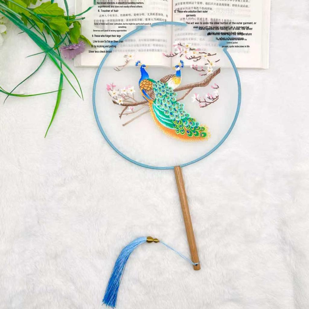 Ancient Style Single-Sided Suzhou Embroidery Dance Fan