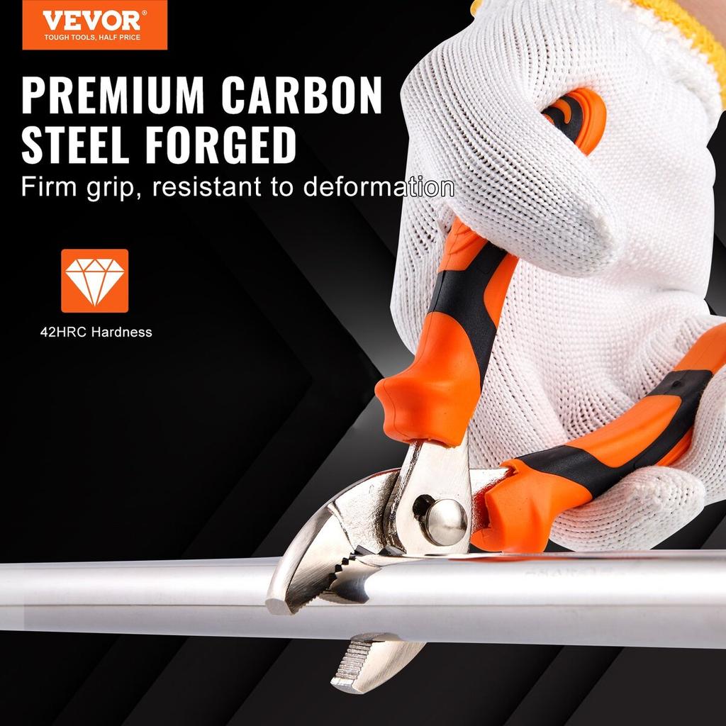 Pliers Set, 8-Piece, High Carbon Steel, 12"/10"/8" Groove Joint Pliers, 8" Linesman's Pliers, 6" Slip Joint Pliers, 8" Long Nose Pliers, 6" Diagonal