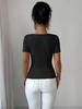 Ευρωπαϊκό Γυναικείο Ασύμμετρο T-shirt Slim-Fit με Μεταλλικό Διάκοσμο