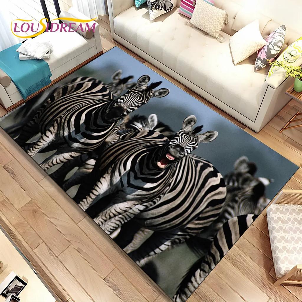 Zebra Wild Animal  Area Rug Large,Carpet Rug for Living Room Bedroom Kitchen Doormat Decoration,Children Play Non-slip Floor Mat