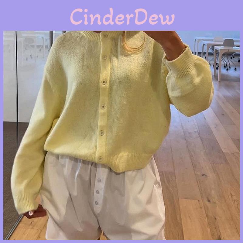 Street Style Dame Strikket Cardigan Med Knapper Til Forår Casual Brug