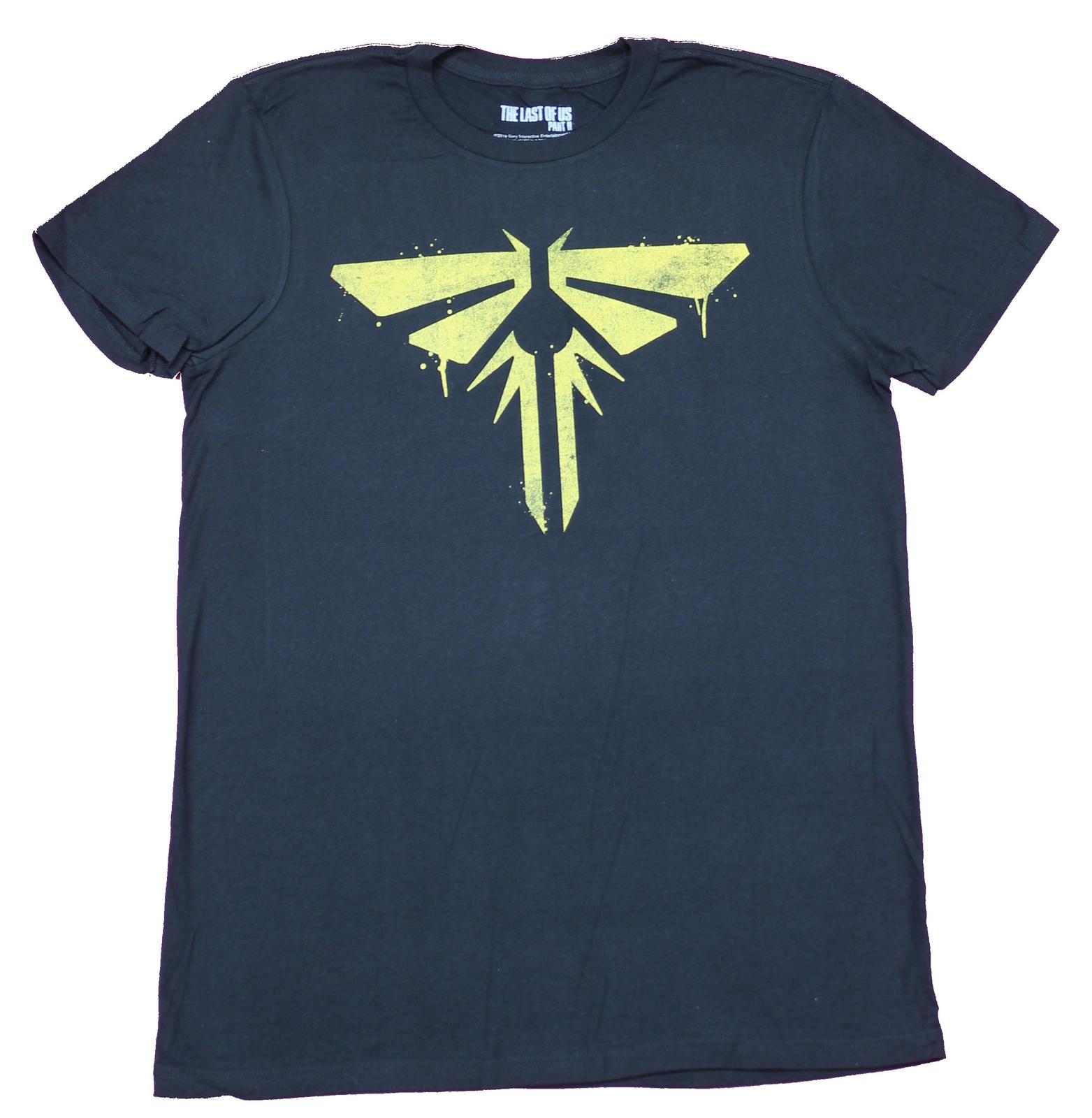 The Last of Us Adult New T-Shirt - Yellow Sprayed Moth Logo Pic L