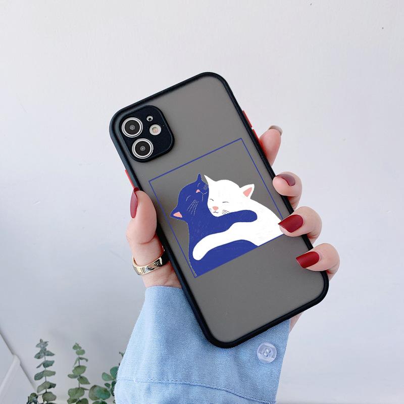Funny Cartoon Cat Phone Case For iPhone 7 8 Plus SE2 X XR XS MAX For Iphone 15 14 12 13 Mini 11 Pro Max Cute Animal Back Cover