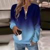 Women's Sweatshirt Casual Half Zip Collar T-Shirt O-Neck Long Sleeve Pullover 3D Print Tops