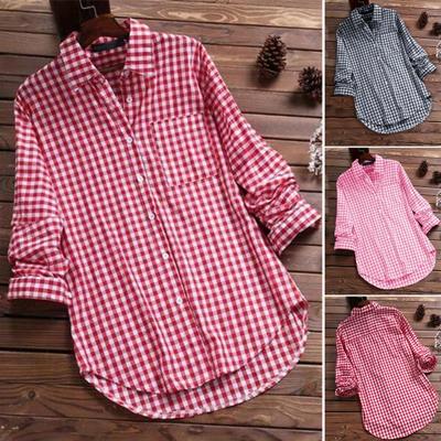 Women Shirt Lapel Long Sleeve Mid-length Shirt Pocket Single Breasted Loose Fit Shirt Streetwear