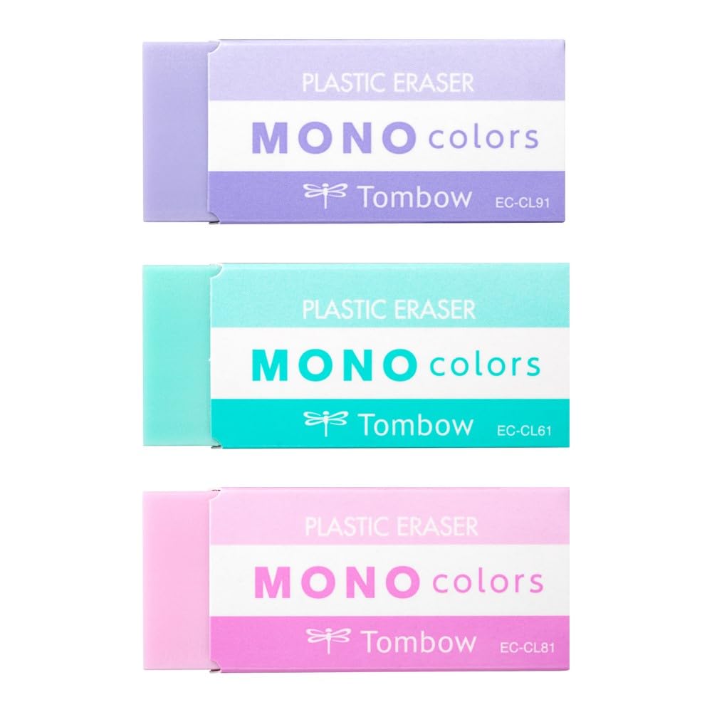 Tombow Eraser MONO Mono Colors Set 3-Color (Purple, Green, Pink) JCE-311X