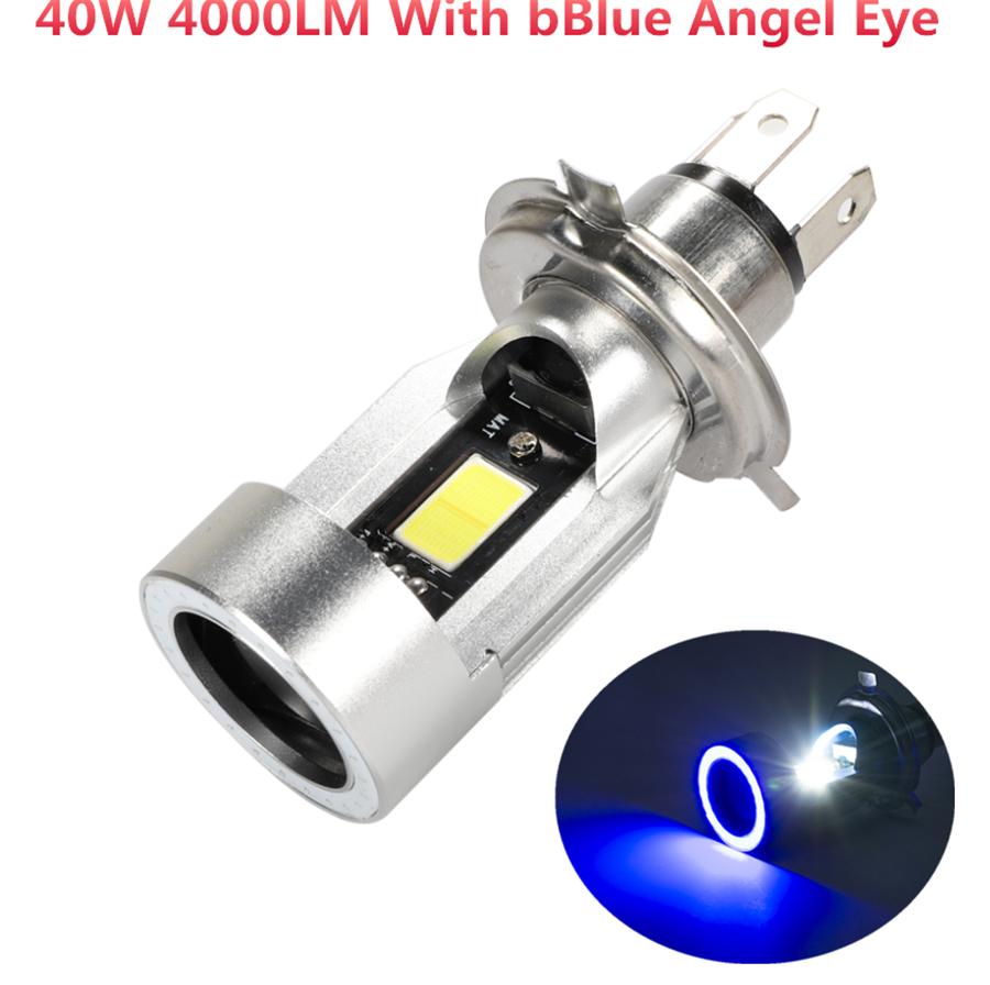 H4 LED Angel EYES COB Motocicletă Motocicletă Scuter Proiector Ceață Becuri Far 40W