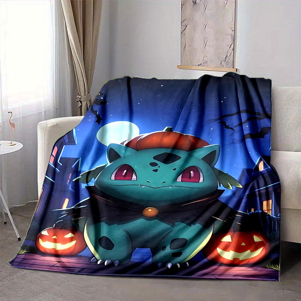1 szt. Bulbasaur, Koc Pokémon Miękki Koc na Cały Sezon z Żywym Wzorem, Idealny do Domu, Podróży i na Prezenty, Idealny na Drzemki i Kemping