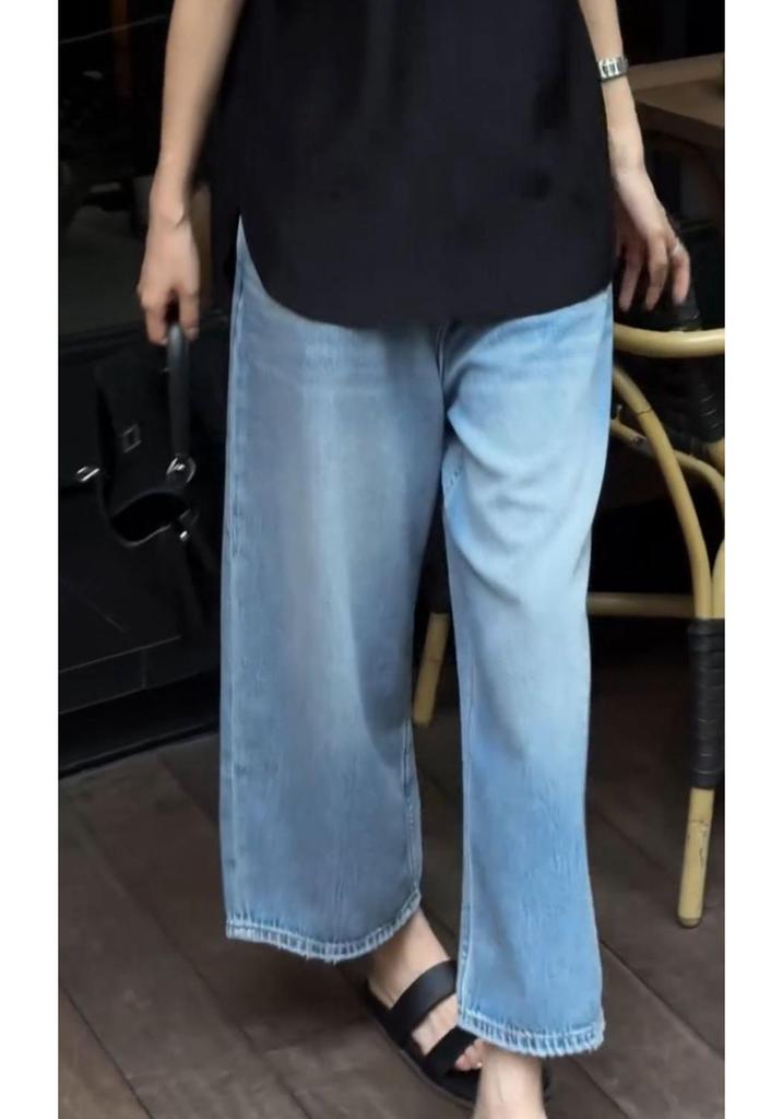 Autumn 2025 Women's High Waist Slimming Wide Leg Jeans - Fashionable Korean Style Cropped Pants