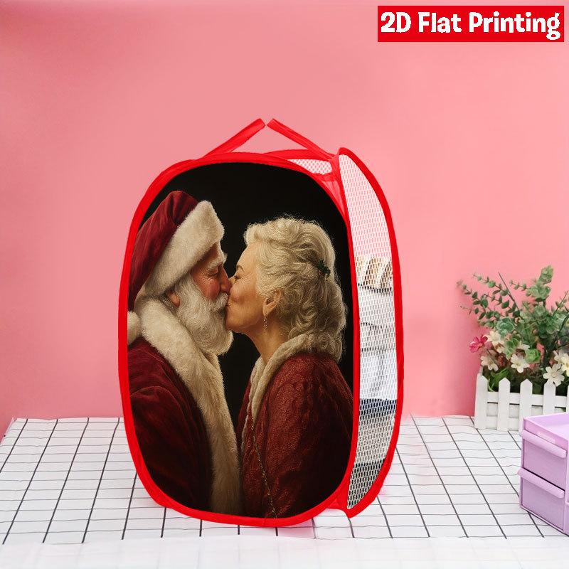 1Pcs Christmas Faceless Gnome Pop-Up Laundry Hamper Expandable Mesh Hamper Basket for Room Bedroom Bathroom Organization Contemporary Storage