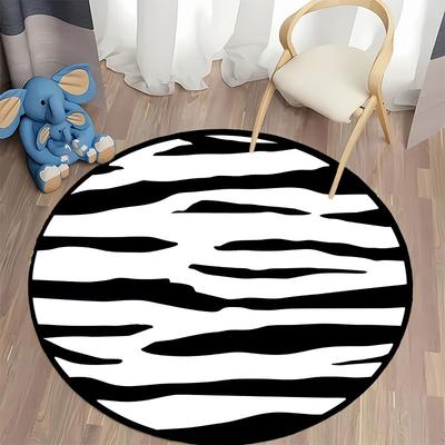 Zebra Print Round Rug for Modern Living Rooms Round Carpet for Home Sofa Bedroom, Gift
