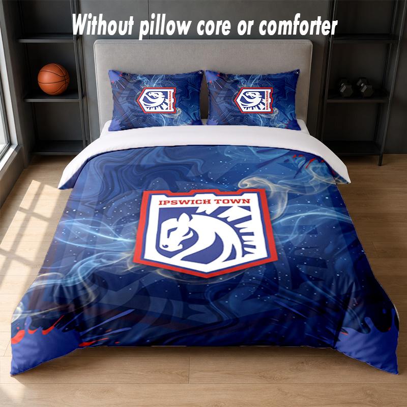 Set Biancheria da Letto Design Calcio Ipswich Town 1 Copripiumino + 2 Federe Morbido Traspirante Biancheria da Letto per la Casa