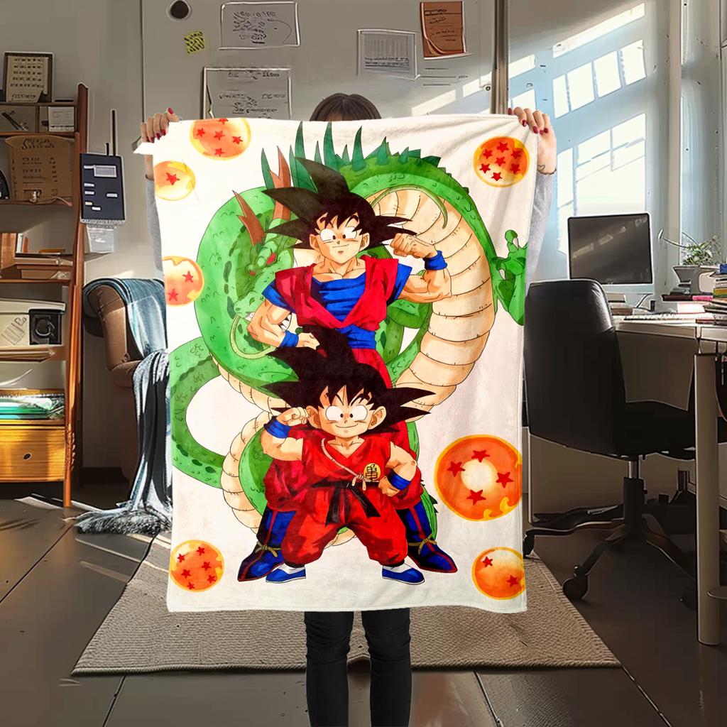 1 Stück Son Goku Druck Flanelldecke, Hohe Qualität für alle Jahreszeiten, Heimdekoration, Wärme und Komfort, Perfekt für Weihnachtsgeschenke