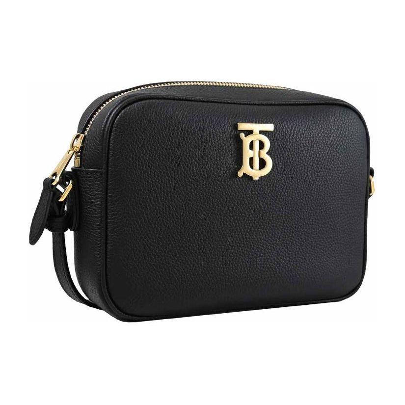 Burberry Gold Logo Zipper Camera Bag Women Shoulder Bag Black 80751821