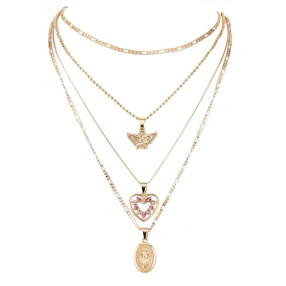 New Fashion Necklace Women Jewelry Multi -Layer Love Necklace Combination Accessories Punk Statement Necklace Wholesale