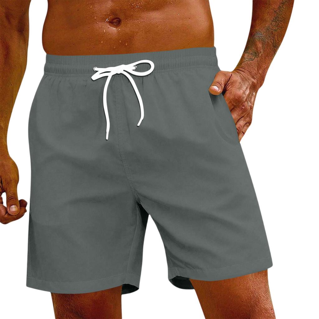 מכנסיים קצרים קז'ואל אלסטיים עם שרוך מותן לגברים