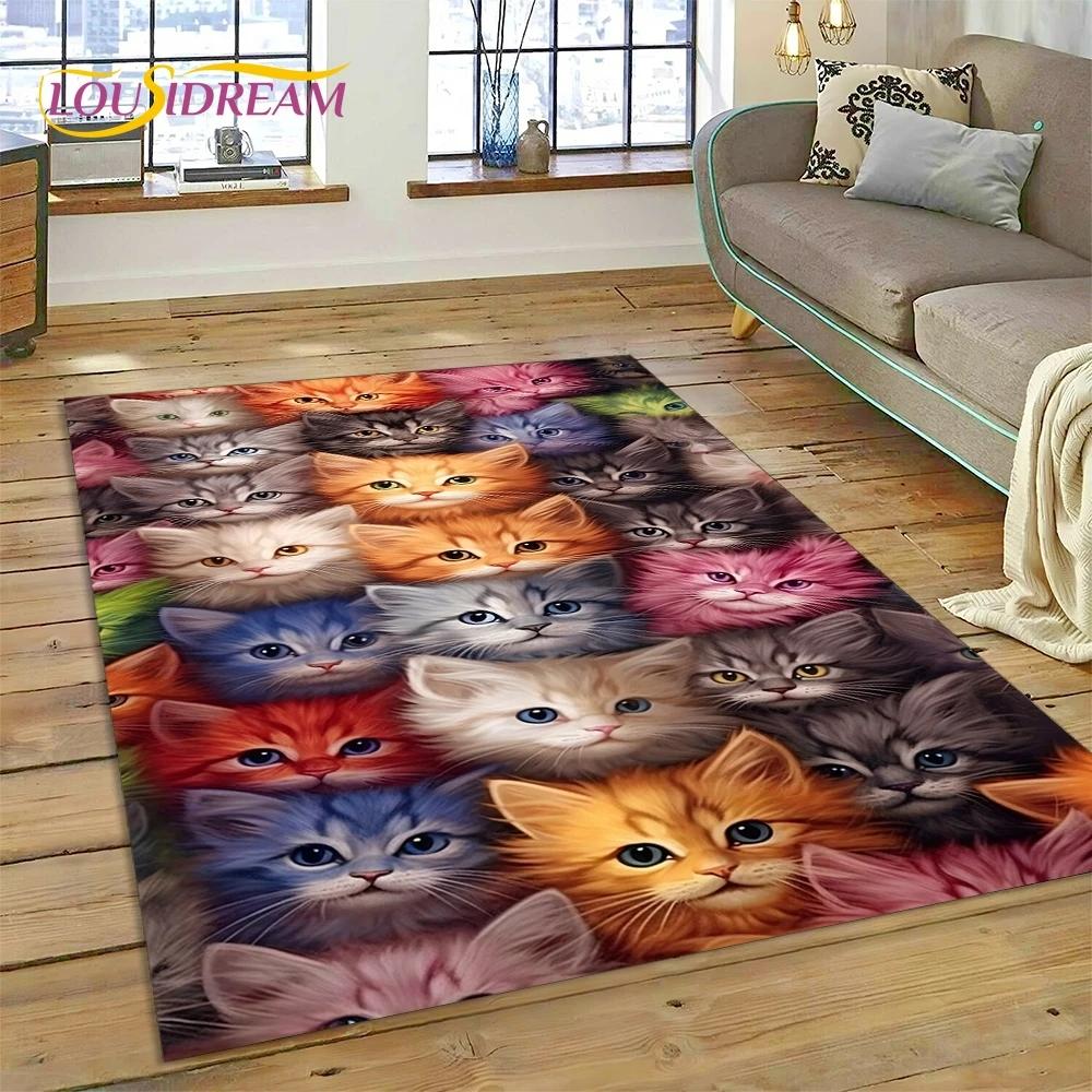 3D Persian Cat,Cute Calico Cat,Ragdoll Cartoon Rug Carpet for Living Room Bedroom Home Decor,Non-slip for Sofa  Doormat Gift Kid