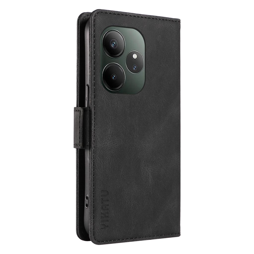 For Realme GT 6 5G Case PU Leather Phone Cover with Card Holder Side Magnetic Clasps
