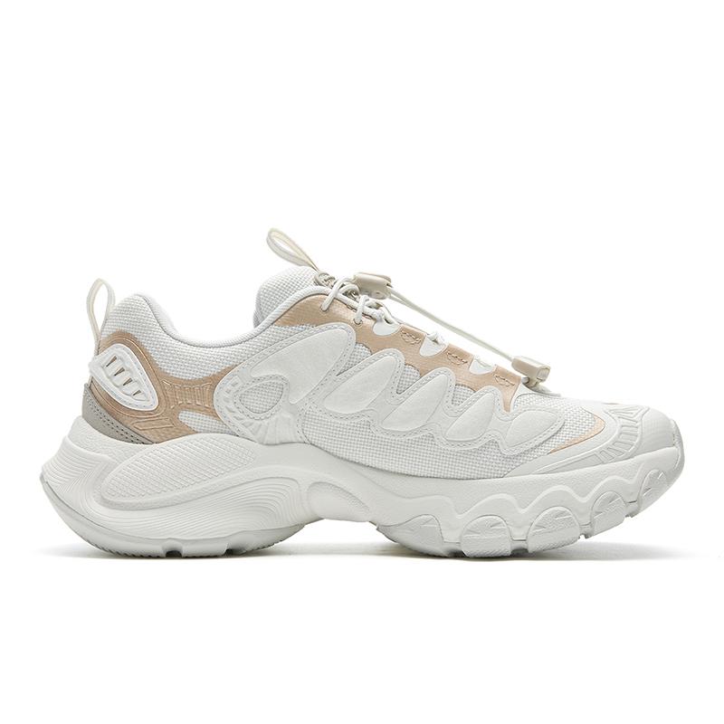 FILA TRUFFLE Cushioning Abrasion Resistant Lightweight Height Increasing Low top Chunky Sneakers Women's White Gold F12W611104FSF