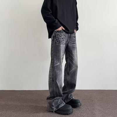 Amerikanische Street Washed Vintage Jeans Herren Frühling und Herbst Gerades Bein Locker sitzend Europäischer und Amerikanischer High Street Vibe Stil Lange Hosen