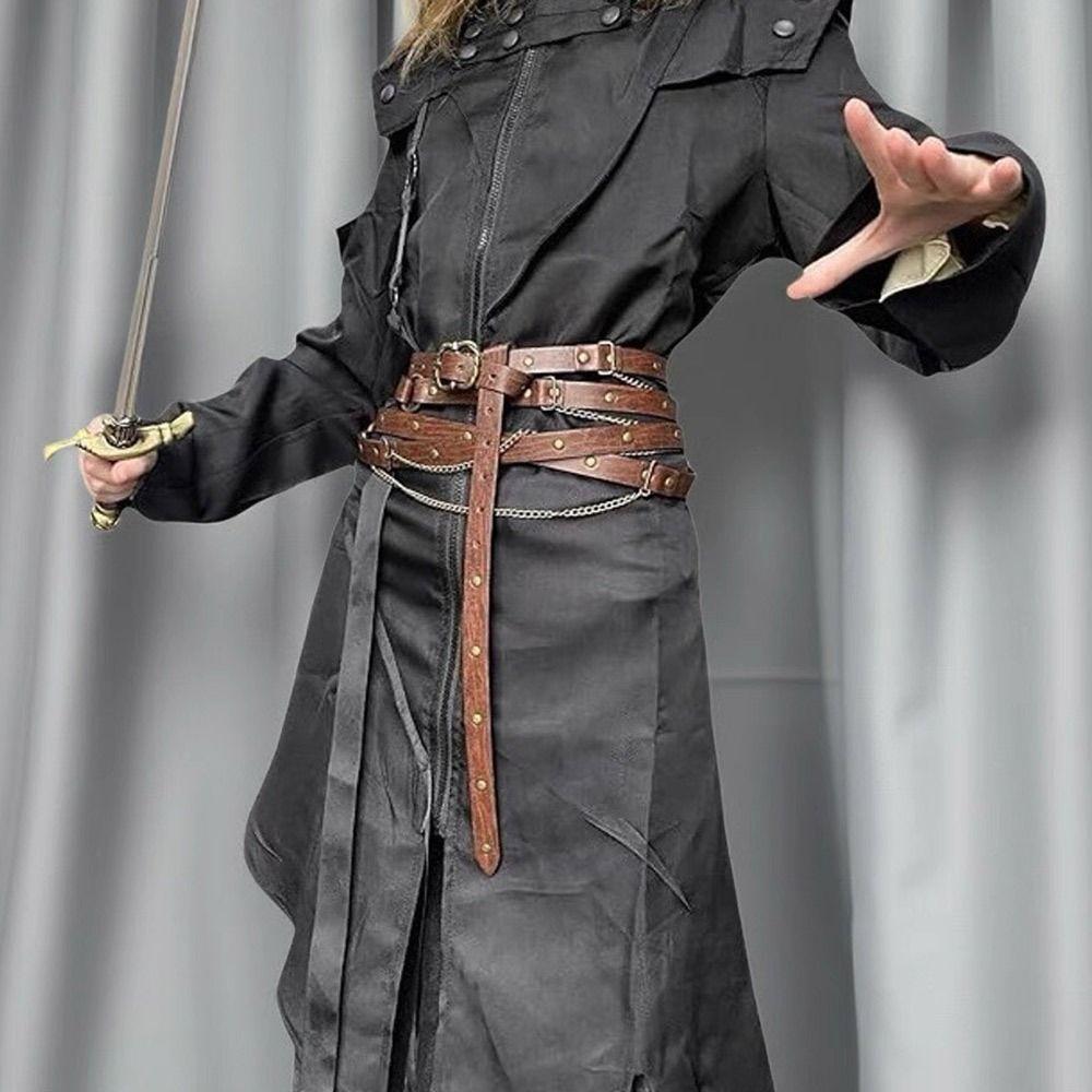 Taillengürtel aus Kunstleder Metallschnalle Kleid Anzug Jeans Dünner Gürtel Vintage Kettengürtel