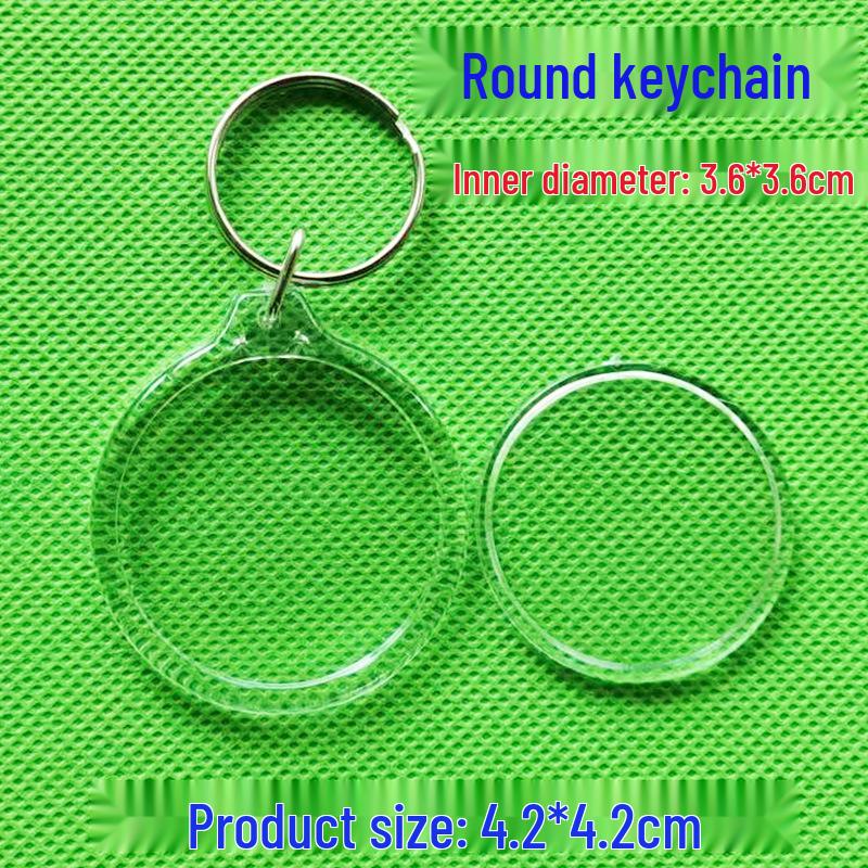 Large Heart & Round Photo Keychain Set - Transparent DIY Acrylic Frame Pendants