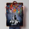 Banksy Graffiti Art - Child In Hot Air Balloon Tinplate Posters Customizable Wall Art Retro Vintage Metal Signs for Home Room