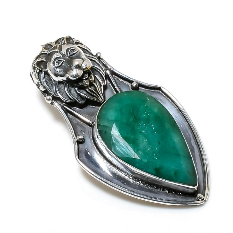 Zierlicher Smaragd Edelstein Anhänger 925 Sterlingsilber - Handgefertigtes Design, Alltagsschmuck, Einzigartiger Smaragdanhänger Muttertagsgeschenk