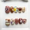 Unhas Postiças Fofas Pintadas à Mão Design Curto Quadrado Olho de Gato Doce Estilo Ins Arte de Unha Mulheres