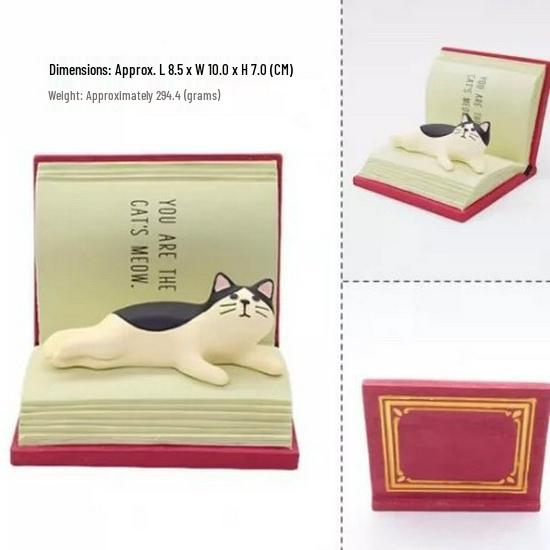 Bunter japanischer Katzenbuch- & Handyhalter Harz-Miniatur-Ornament
