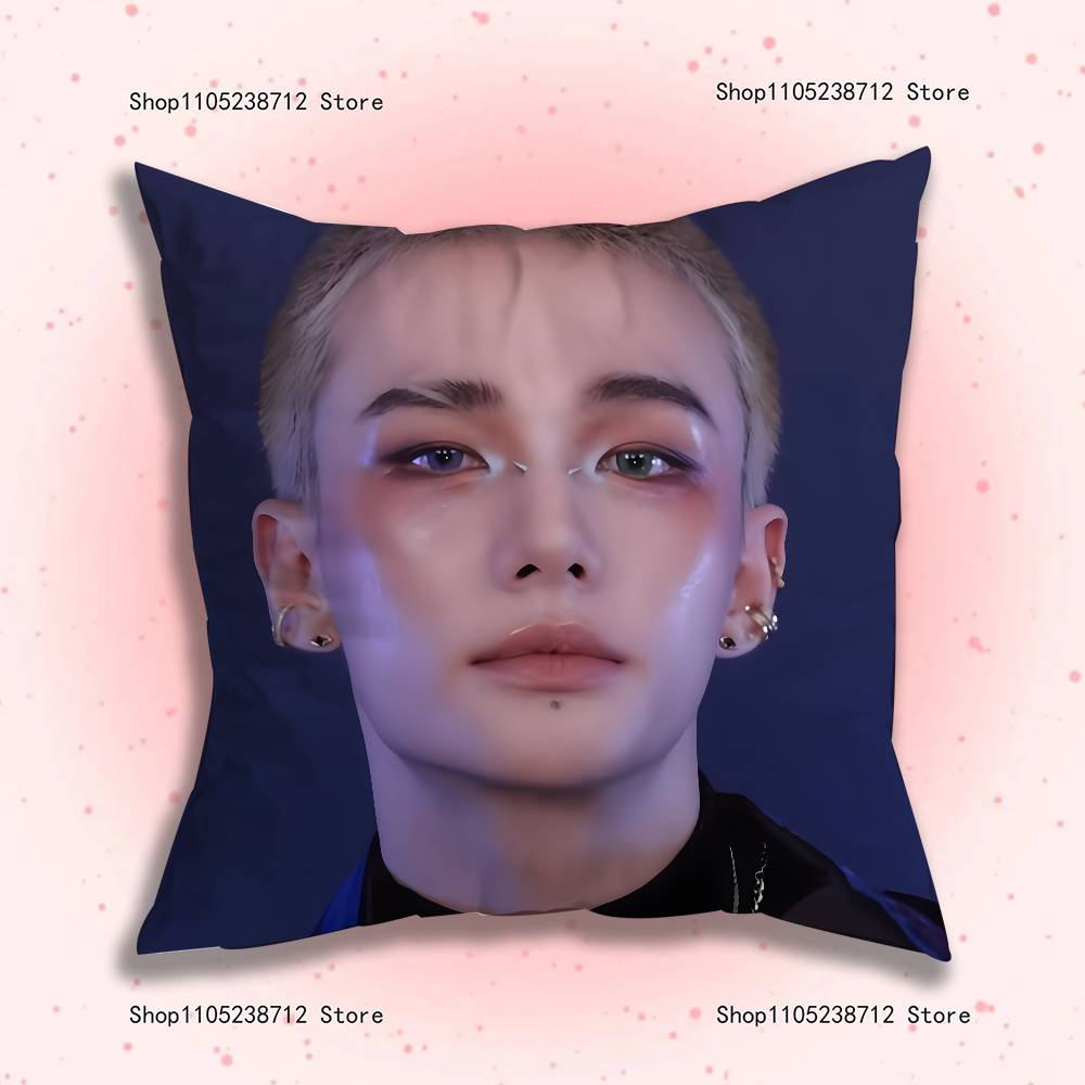 Singer HHyunjinS Pillow Case Plush Fabric Soft Pillowcase Double Sided Print Sofa Cushion Cover Throw