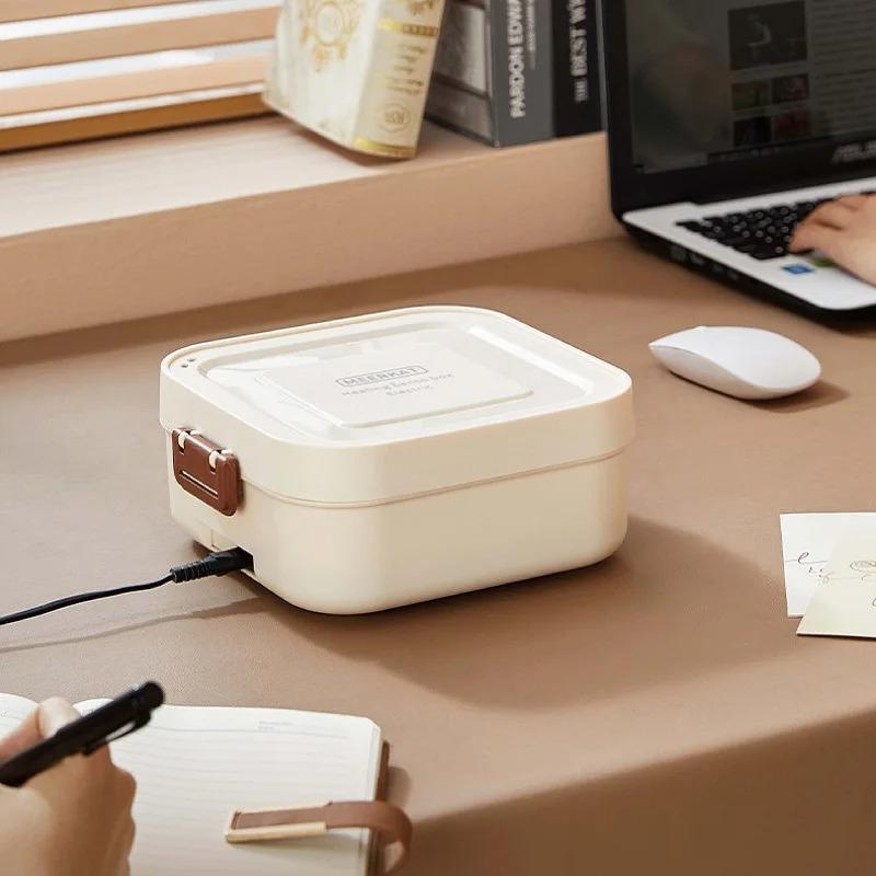 

1.2L портативный электрический подогреваемый ланч-бокс безводный подогреваемый изолированный ланч-бокс из нержавеющей стали 304 быстрый нагреватель горячего риса для дома AU белый