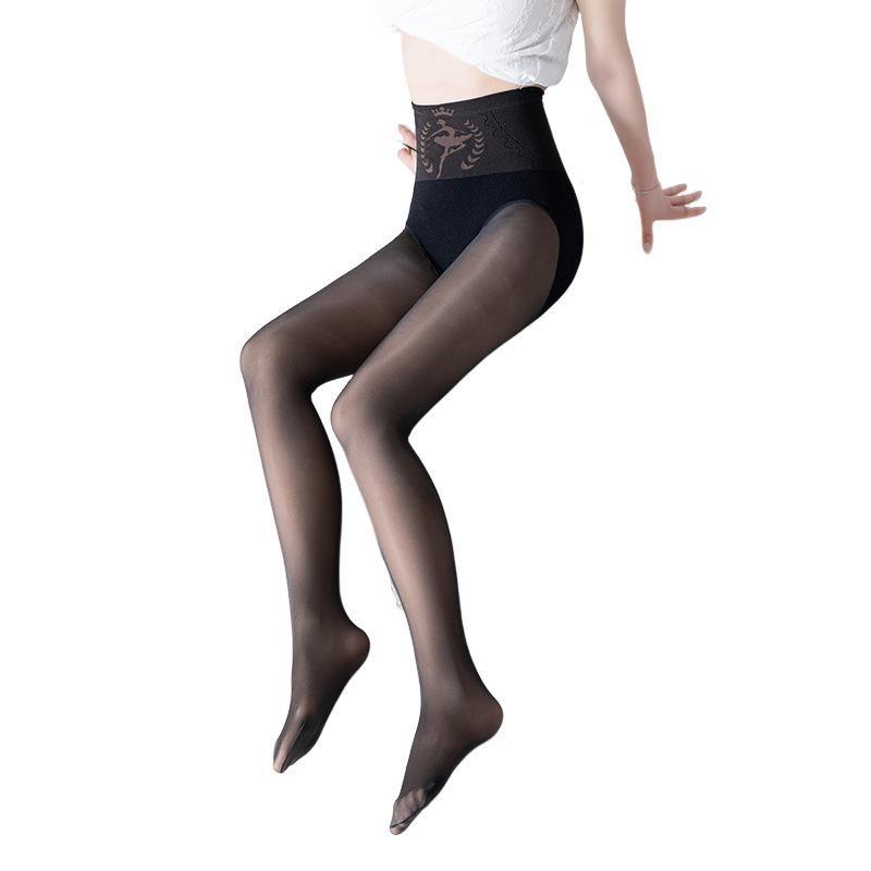 Transparente schwarze Leggings mit hoher Taille für Damen – Wasserleichter Stil, Samtstrumpfhose für Herbst/Winter, Bauchstütze, hauttransparent.