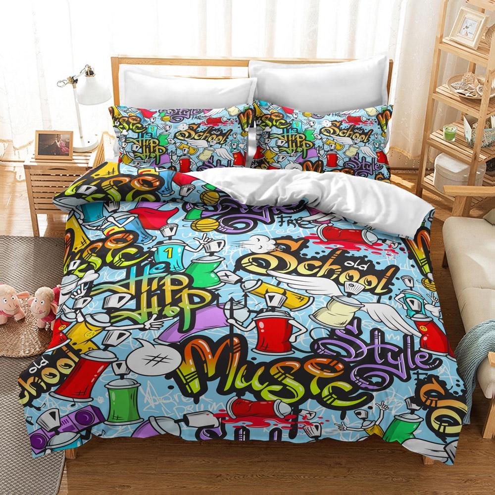 

New Times Square 3d Street Hip Hop Graffiti Bedding Set Bed Linen Bedclothes Duvet Cover Pillowcase Twin Full Queen King Size 135x200cm
