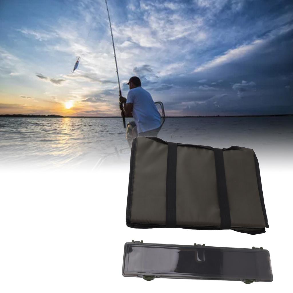Fiske Vikbar Avkrokningsmatta Svamp Bärbar Landningsmatta med ABS Linförvaringslåda för Camping Karpfiske