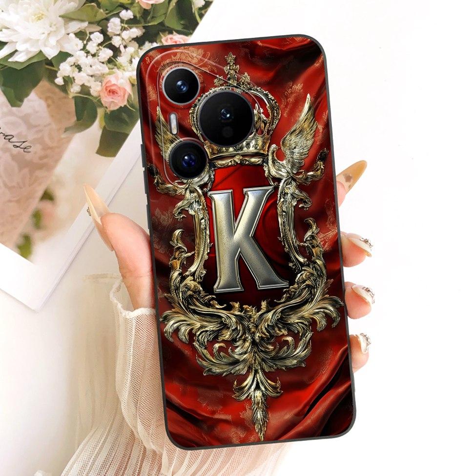 For Huawei Pura 70 Clear Case Aesthetic Luxury Crown Fashion A-Z Letters 2D Painted Soft Casing For Huawei ADY-LX9 ADY-AL00
