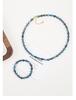 Blue Phosphorite & Garnet Sterling Silver Necklace & Bracelet Set - Elegant Natural Stone Jewelry for Women