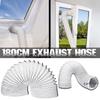 Universal Portable Air Conditioner Exhaust Hose Tube Window Pipe Interface Aluminum Foil 5.9"x71"  White+Silver