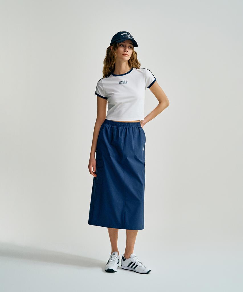 SERGIO TACCHINI W Comfortcool Lightweight Woven Long Skirt (Navy)