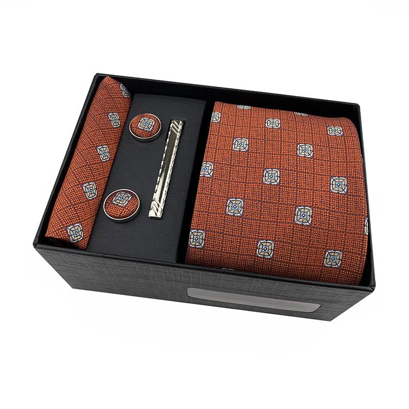 Paisley Men'S Tie Square Cuff Tie Clip Gift Box Set Business Casual Tie Black Gift Box