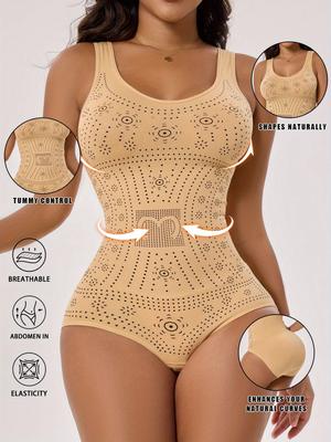 Women's Elegant Seamless Printed Bodysuit Full Tummy and Chest Compression Shapewear Bra, Women's Tank Top Large Size Tummy Control Panties Leggings