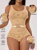 Women's Elegant Seamless Printed Bodysuit Full Tummy and Chest Compression Shapewear Bra, Women's Tank Top Large Size Tummy Control Panties Leggings