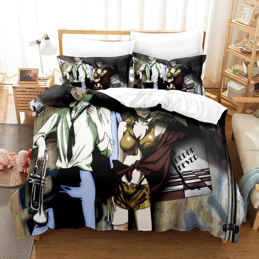 

Комплект постельного белья Cowboy Bebop, японское аниме, пододеяльник, двуспальная кровать, двуспальная кровать, размер King Size с наволочкой, домашний текстиль 70x133cm 2pcs