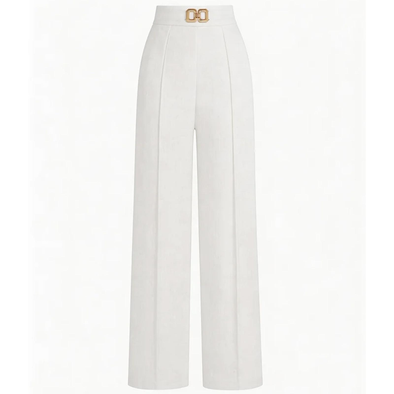 Женские Свободные Узкие Повседневные Широкие Брюки M белый