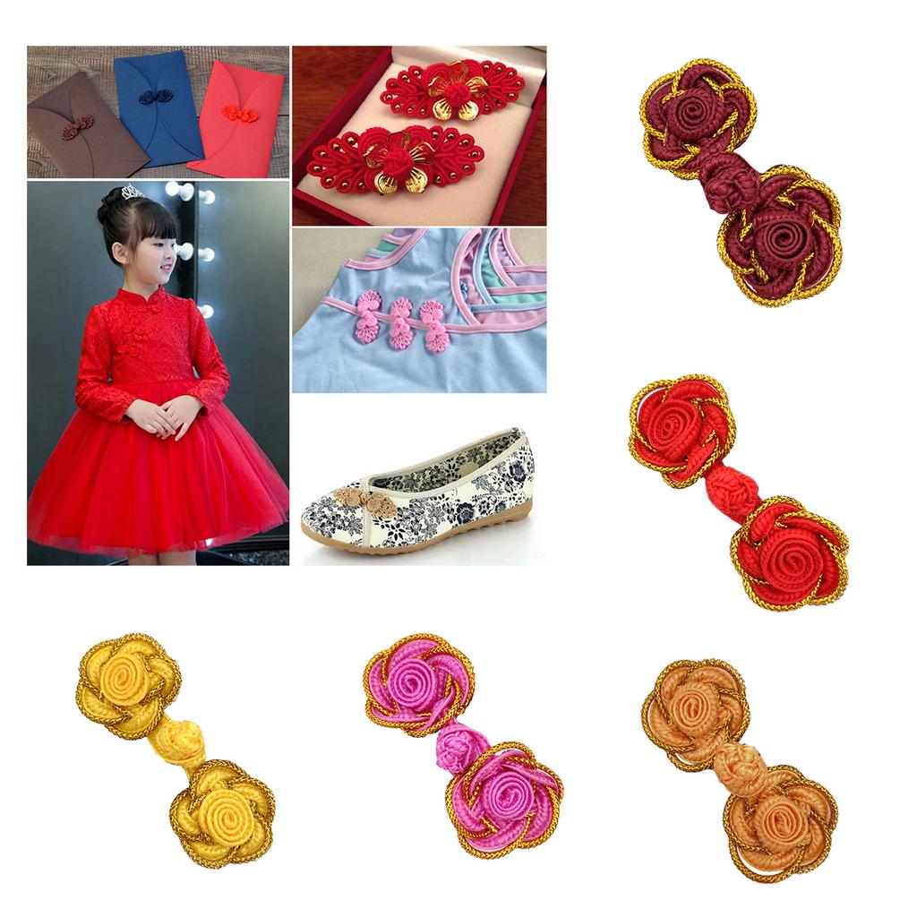 Cheongsam Frog Buttons Rose Closure Sewing Fasteners for Sweater Coat Cheongsam Traditional Handcraft Accessories