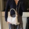 Solid Color French Underarm Bag Elegant Texture Handbag Storage Bag PU Hobo Bag  Shopping