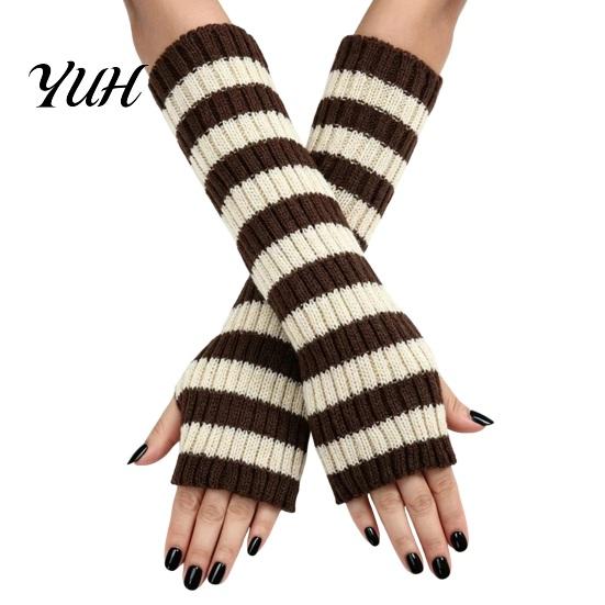 Knitted Arm Warmers for Women Striped Women, Fingerless Sleeves, Soft Comfortable Sleeves Typing Thermal Wrist Autumn Winter, Fashion Accessories